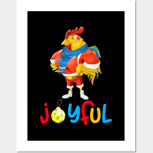 Joyful Chicken Christmas Posters and Art